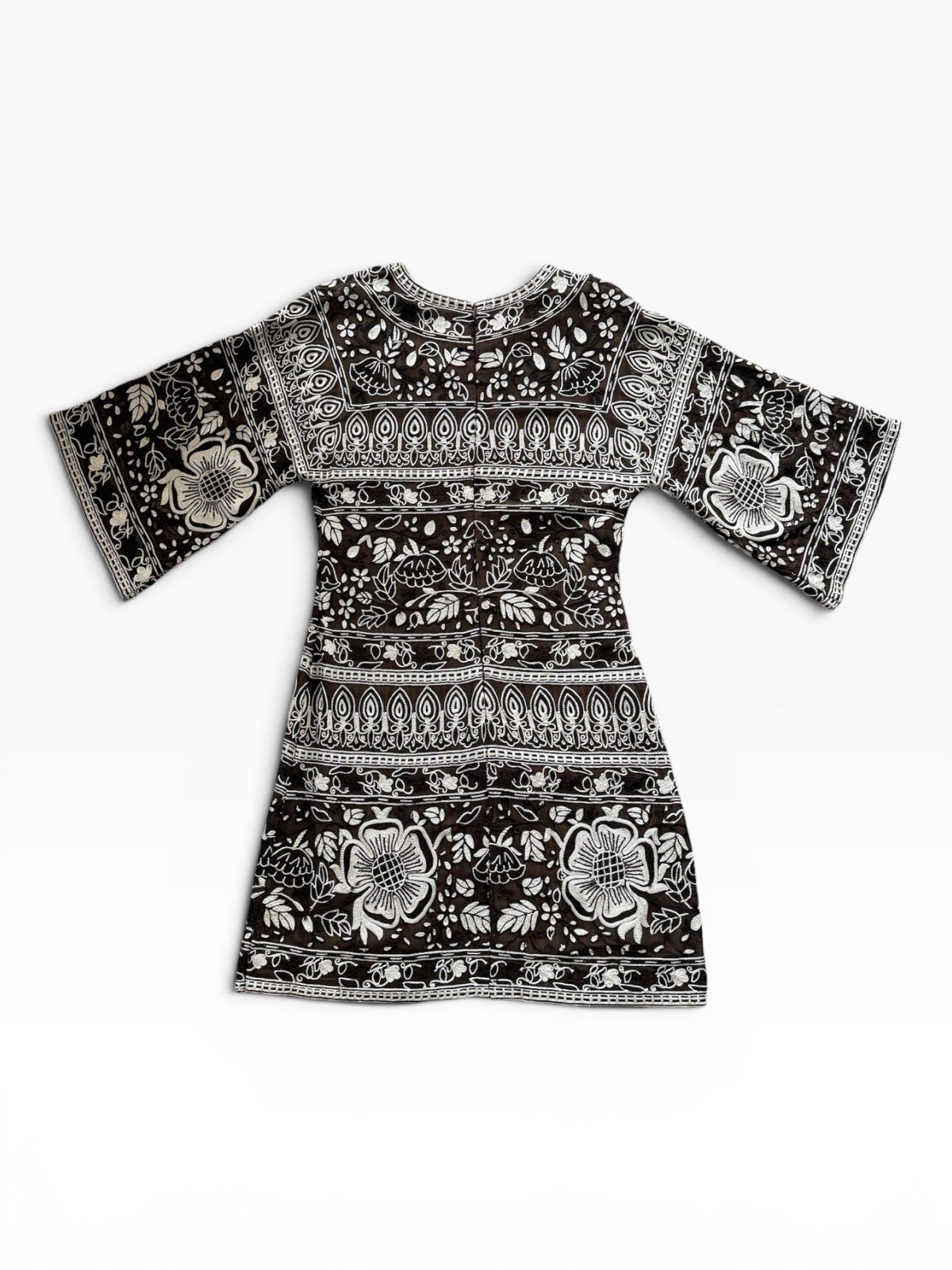 Archival 2004 Naeem Khan Fully Embroidered Silk Shift Dress Circa 2004