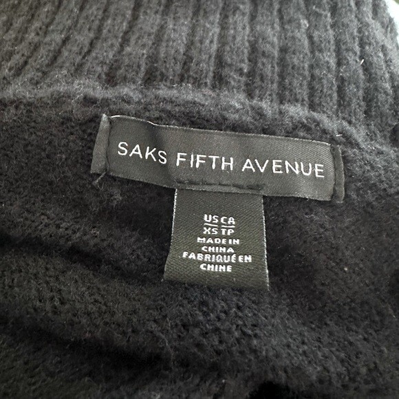 SAKS FIFTH AVENUE Black Turtleneck Bodycon Midi Dress Long Sleeve Size XS NWT