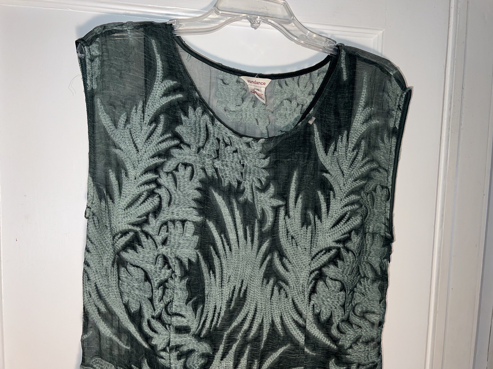 Sundance Cypress Legends Silk Lace Drop Waist Sleeveless Dress Green Sz 10. d540