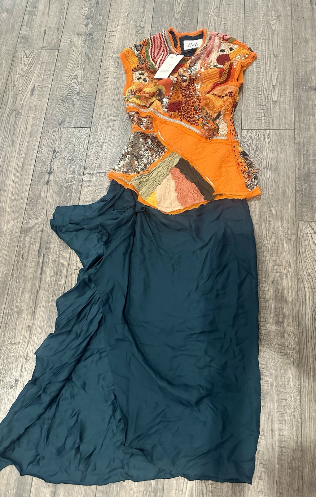 ZARA ATELIER BEADED DRESS LIMITED EDITION ORANGE NWT Size Small