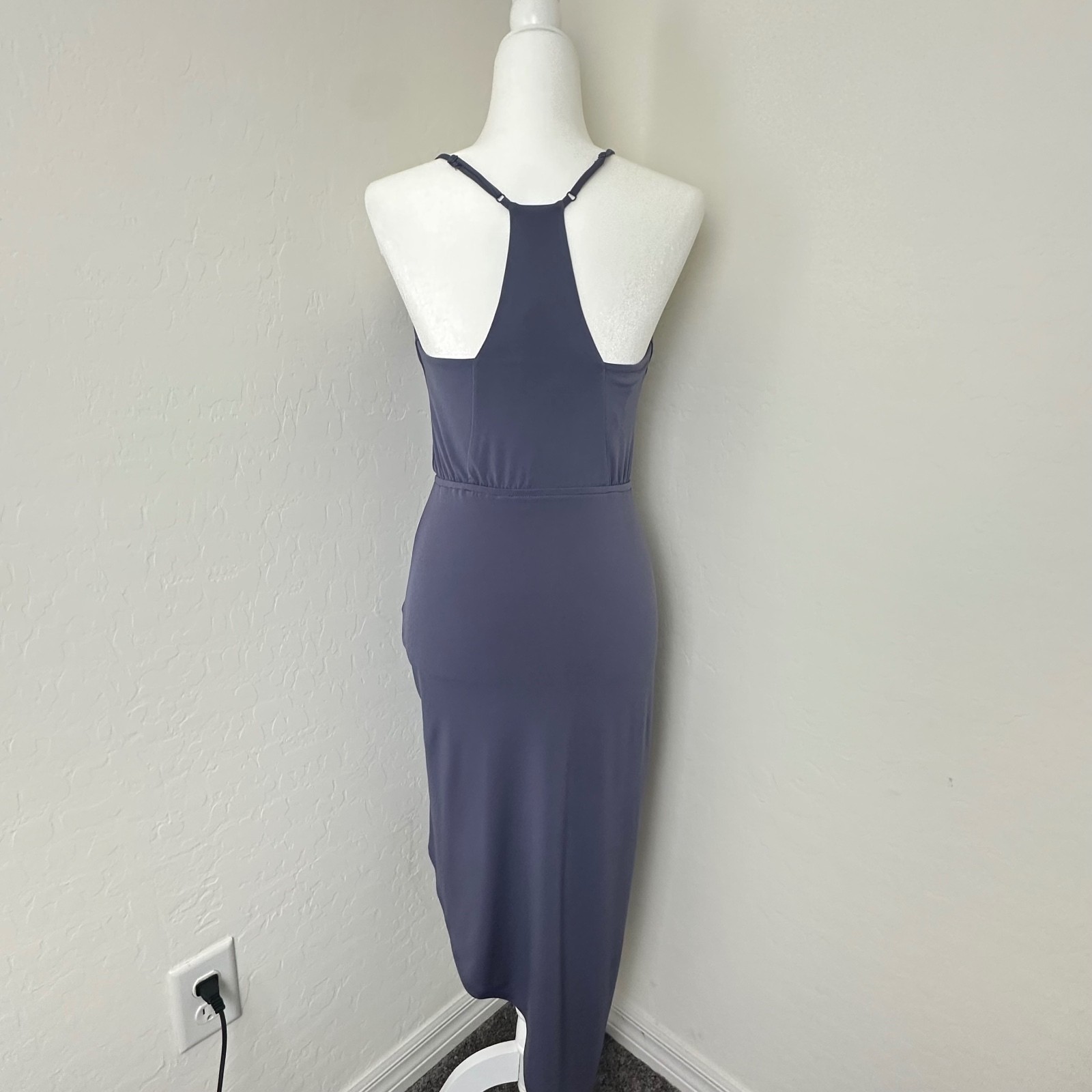 BCBGeneration XXS Vapor Asymmetrical Cocktail Dress V Neck Draped Midi