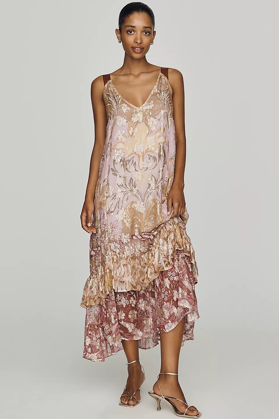 Anthropologie – By Anthropologie Tie-Back Ruffle-Hem Midi Dres Sale OFF