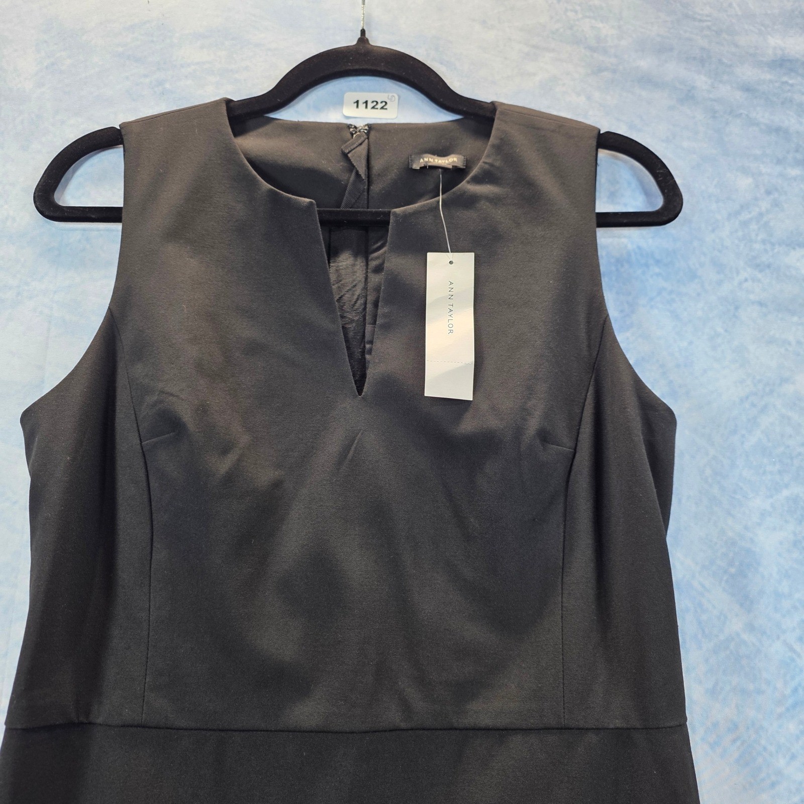 Ann Taylor Womens Black Sleeveless Split Neck Sheath Dress Size 4 NWT