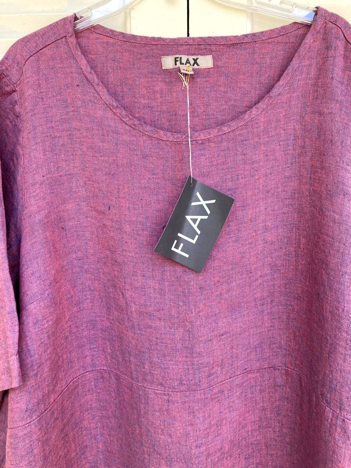 NWT 2G Vintage 2023 FLAX Designs LINEN SIMPLE DRESS BERRY Yarn Dye de la Terre