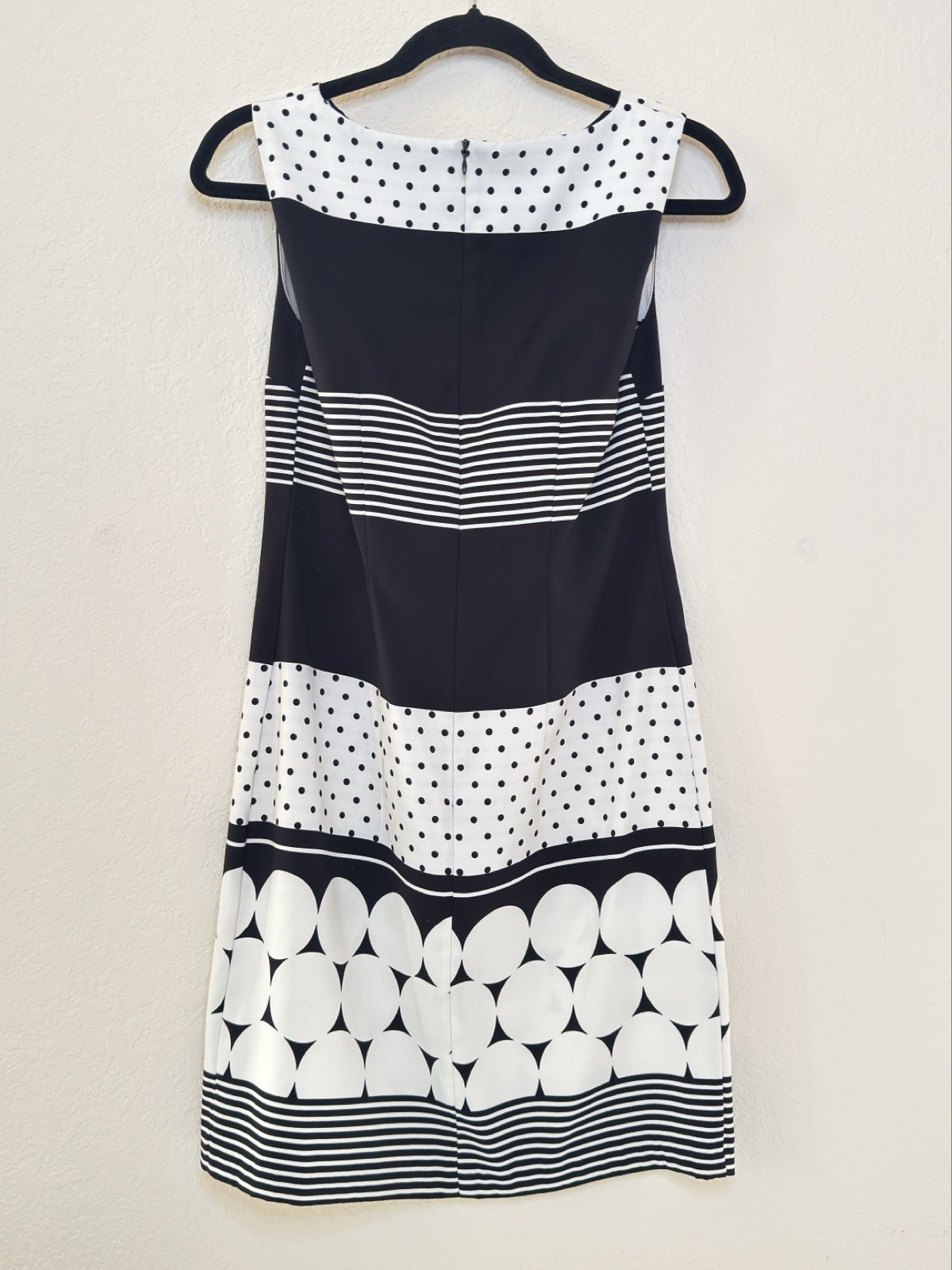 Alyx Sheath Dress Black White Polka Dot Striped Sleeveless Size 4