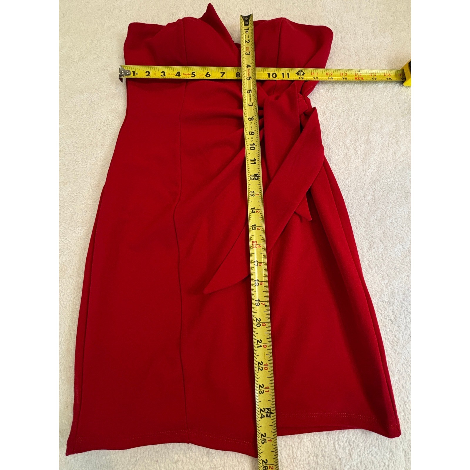 Trixxi Red Strapless Wrap Front Side Tie Bodycon Mini Cocktail Dress Sz M