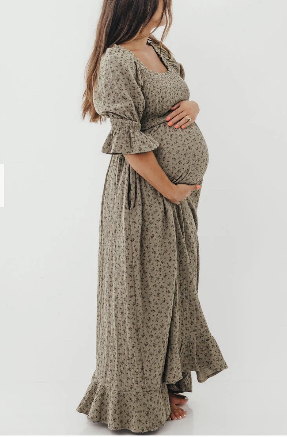 WORTH COLLECTIVE SIENNA COTTON PUFF SLEEVE BUMP FRIENDLY MAXI DRESS XL 14/16
