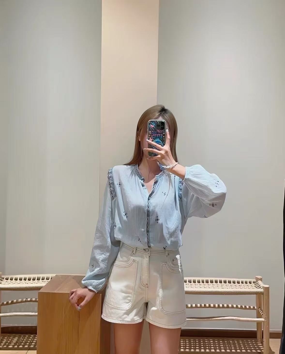2026 spring/summer bash bohemian lace round neck long sleeved shirt