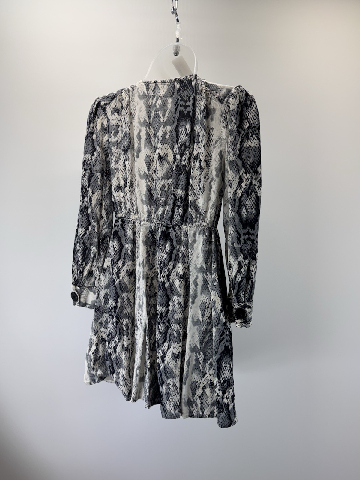Rebellion Snake Python Animal Print Pattern No Collar Button Front Dress S