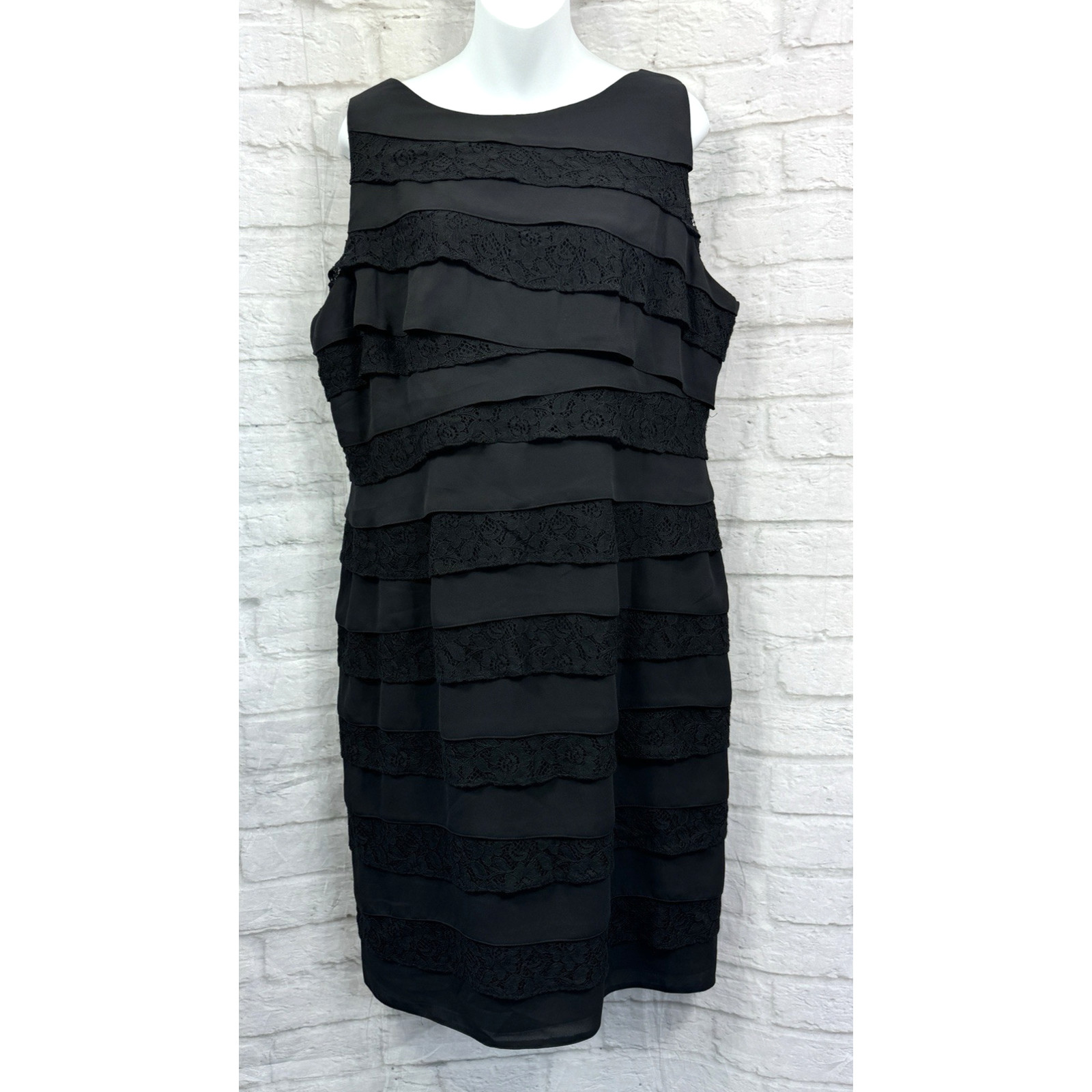 M&Co Botique Pencil Dress Size 18 Black Lace Chiffon Layers Romantic Tiered BNWT