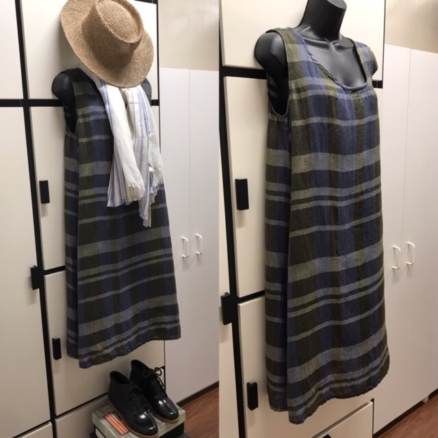 Flax Lithuania S Blue Combo Color Block Stripe Linen Dress Harmony Collection