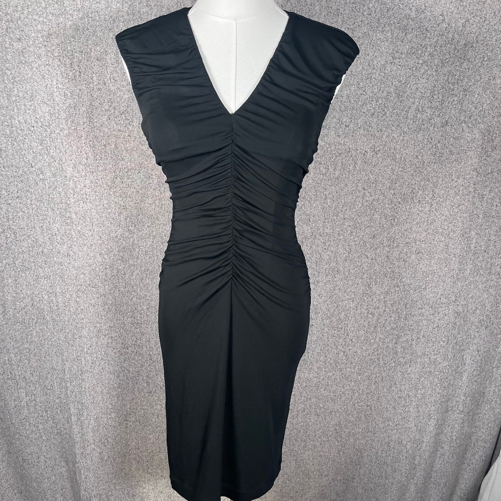 Y2K VTG 90s Philosophy Classy Women’s Fitted Ruched Black Cocktail Dress Size 4
