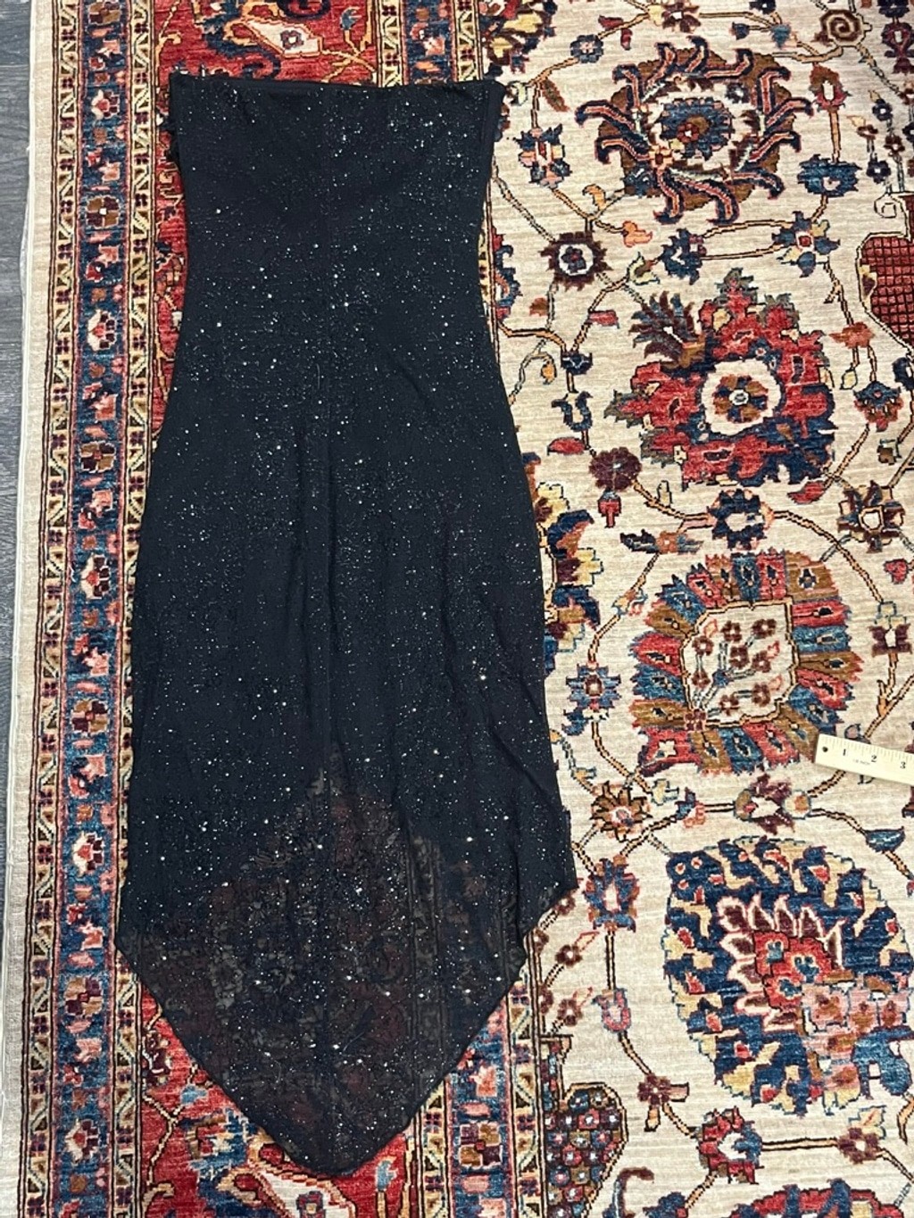 Izzy & Jae Strapless Black Glitter Sequin Party Cocktail Dress Small USA