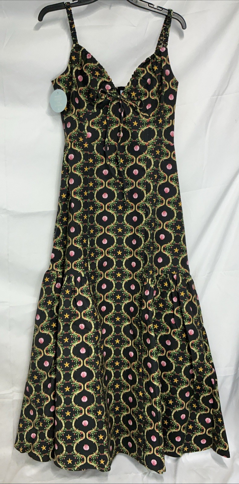 NWT Hill House Home Lillie Dress Medium Black Cisco Trellis Print Sleeveless