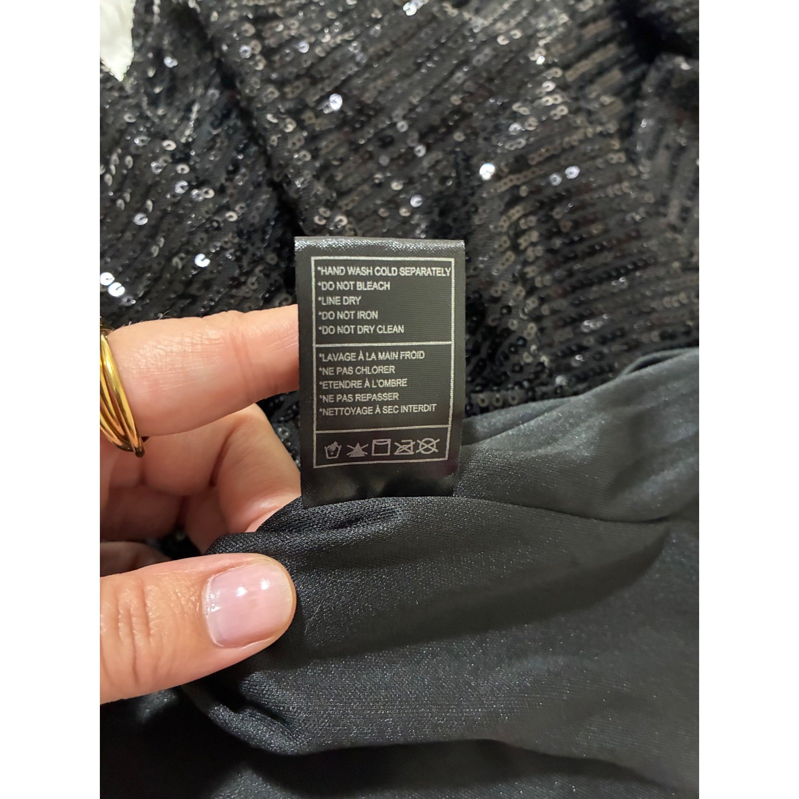 Betsey Johnson Black Sequin Mini Dress Rhinestone Fringe V-Neck JM38216X New