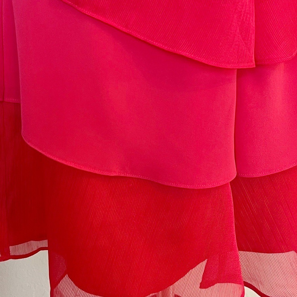 PHASE EIGHT Women’s Size 2 Raspberry Pink Sage Pleated Ruffle A-Line Mini Dress