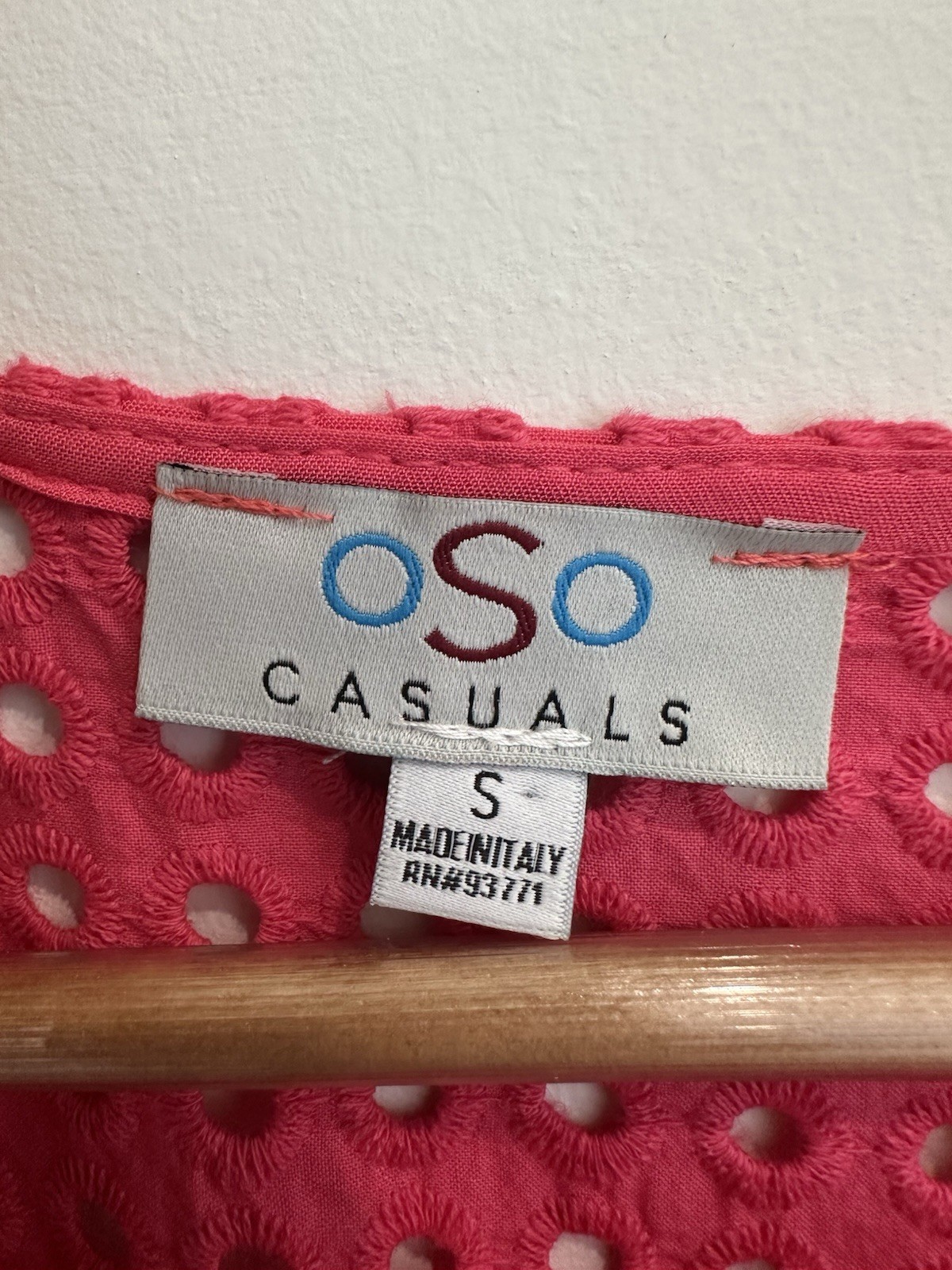 OSO Casuals Womens Small Pink Eyelett Midi Dress