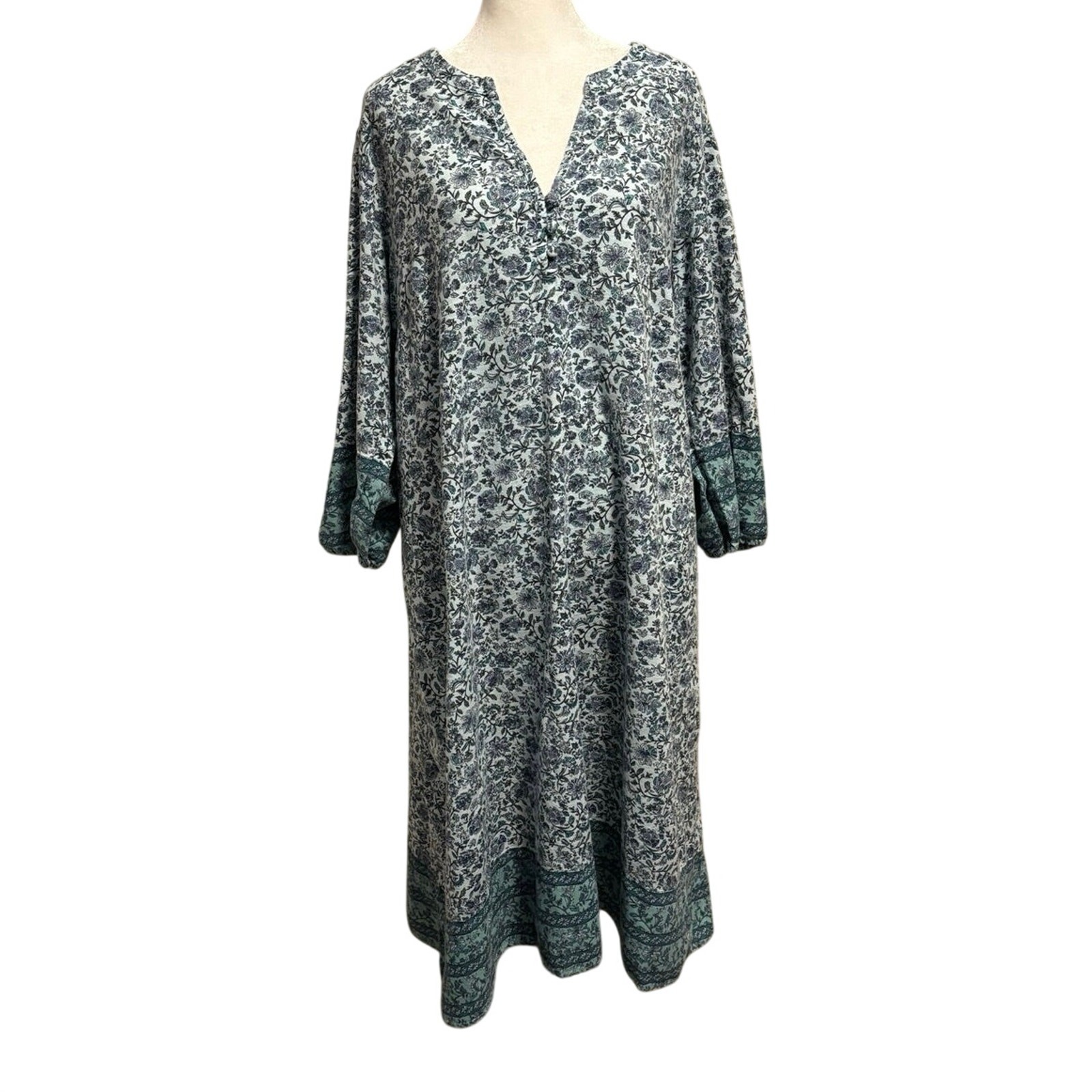 J Jill Size XLP PXL XL Petite Floral Midi Dress Peasant Cottagecore Cotton