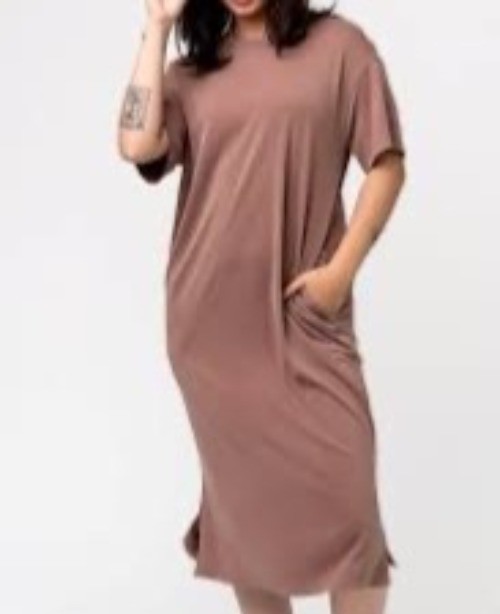 Holley Girl Midi T-Shirt Dress Mocha Ultra Soft Size XXL