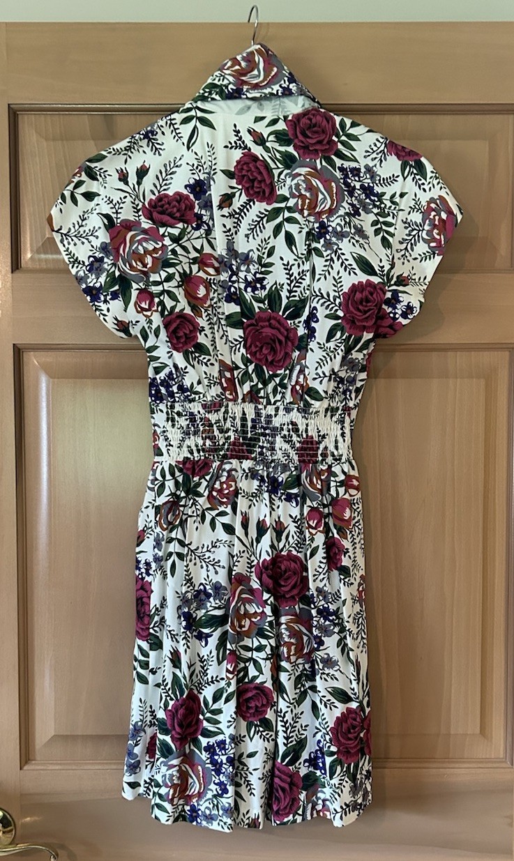 Vintage 80/90s Floral Linen Look Romper Double Breasted Cottagecore