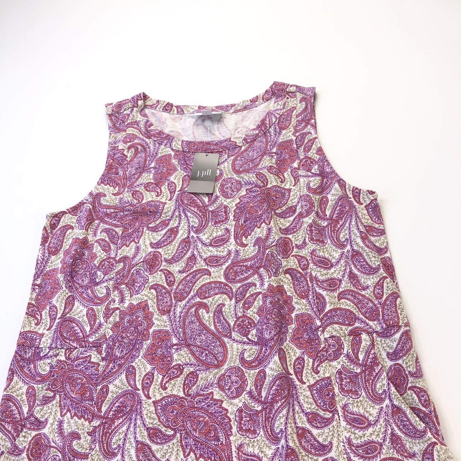 J. Jill NEW Medium TALL Tencel Modal Paisley Midi Below Knee Shift Dress Pink