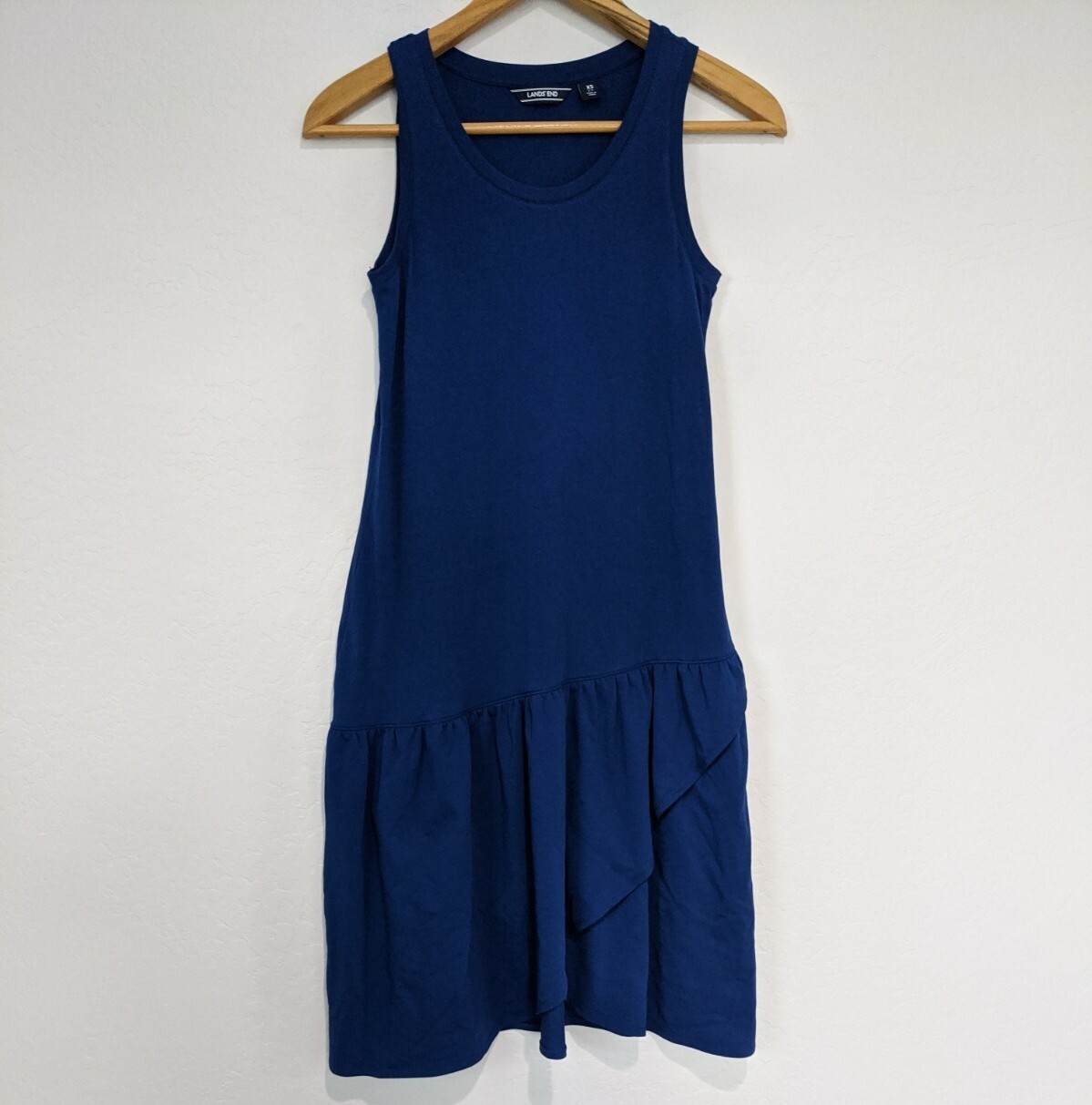 Lands End Drop Waist Tank Dress Royal Blue, Size XS Cotton Modal Spandex Blend