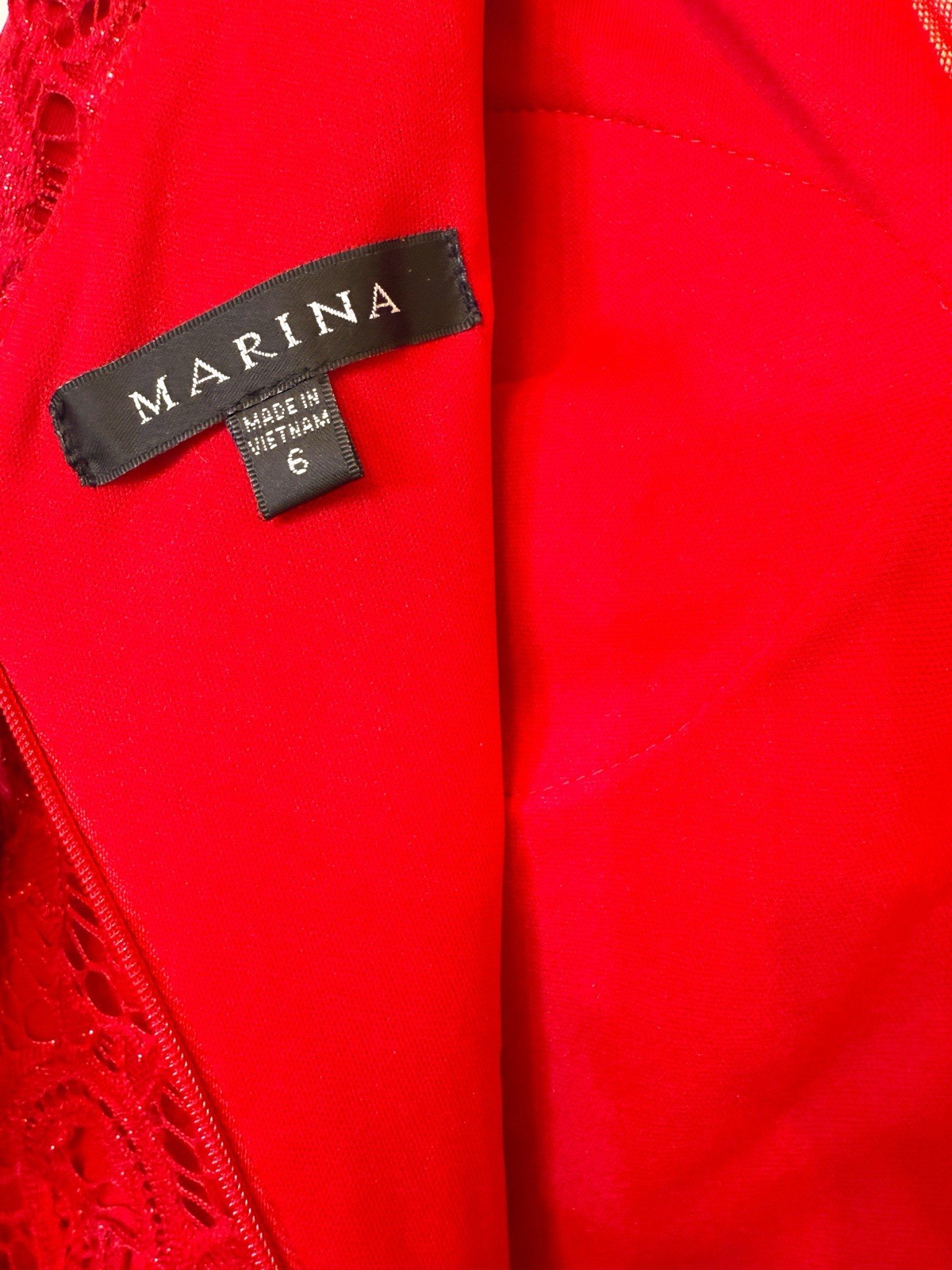 $228 Medium US 6 ❤️ Marina Stretch Red Women Push up A Line Lace Gown Dress