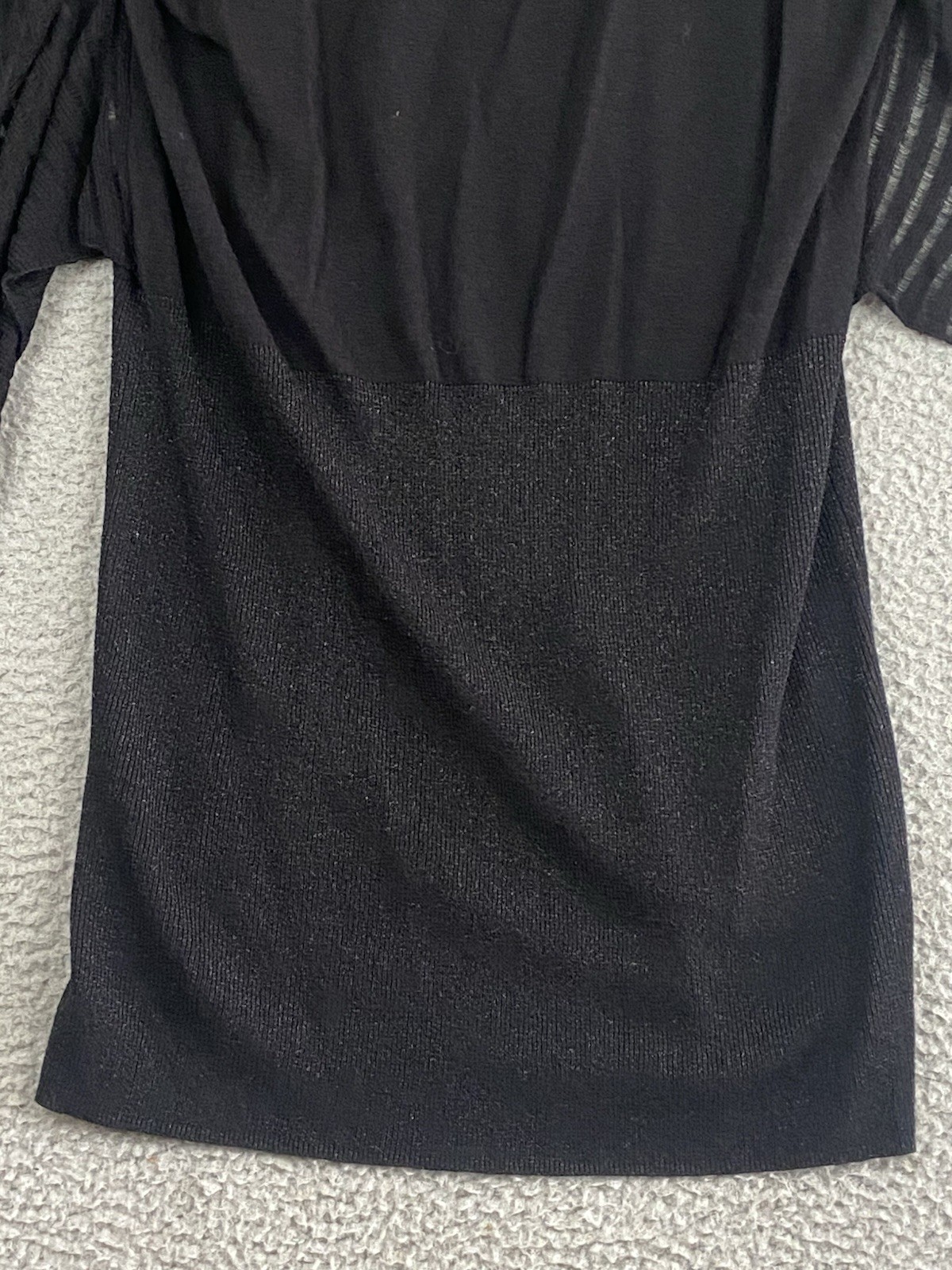 Anne Fontaine Black Knit Butterfly Sleeve Metallic Bodycon Mini Dress 44 Aiko