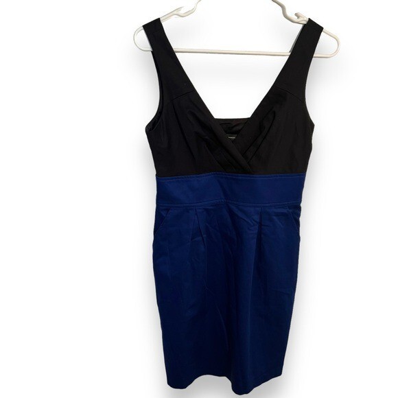 Express Design Studio Women’s Size 4 Sleeveless Dress Black Blue Pockets Stretch