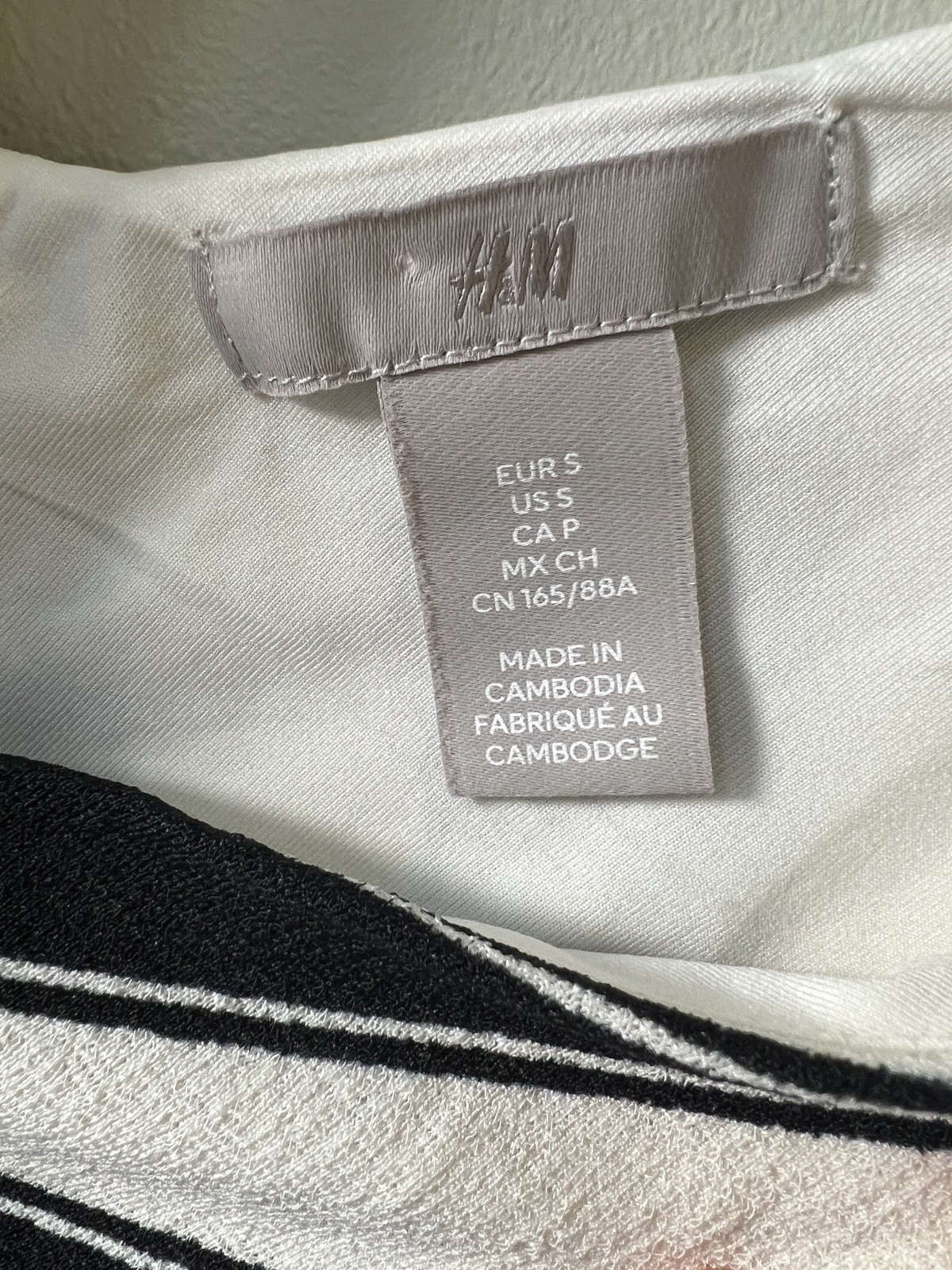H&M Black & Cream Striped Sleeveless Wrap Midi Dress Size Small