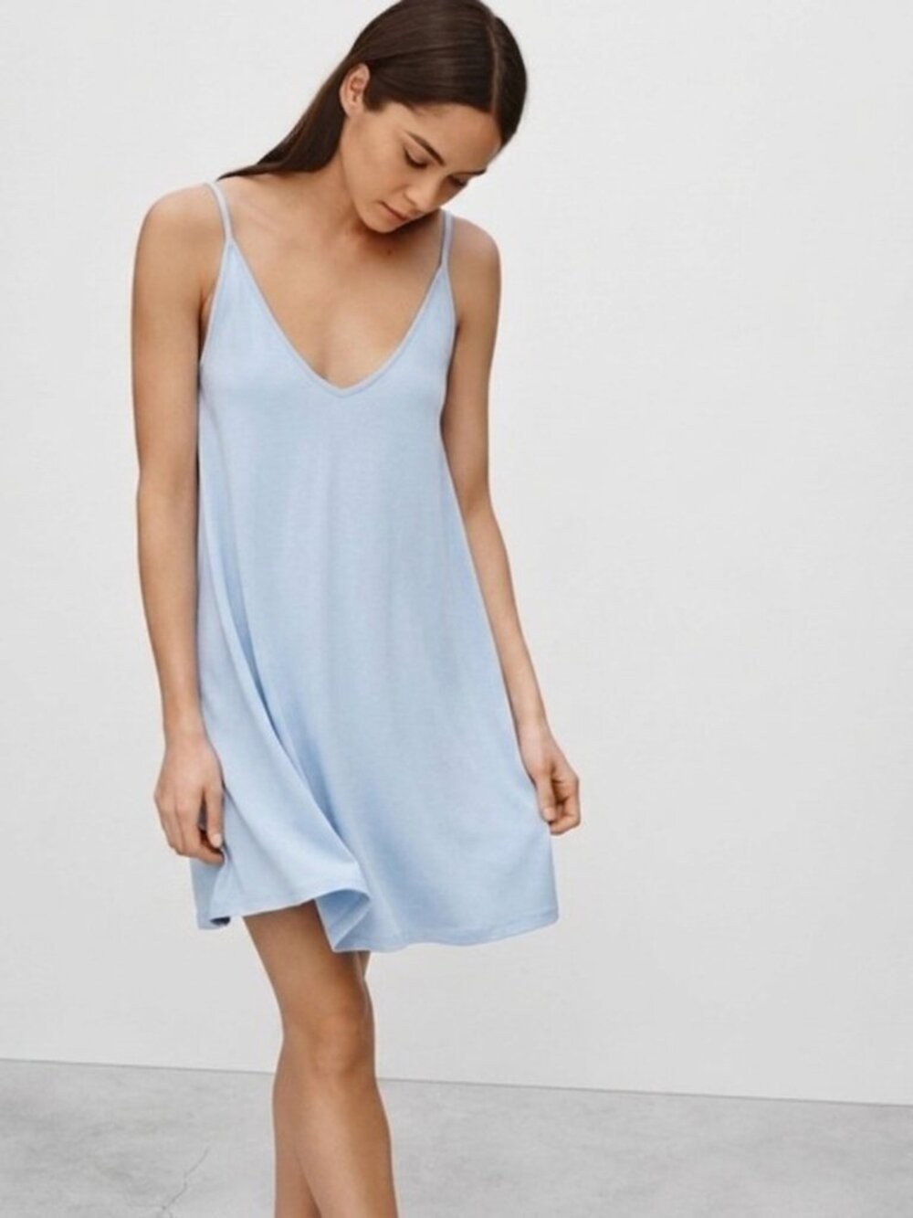 Aritzia Wilfred Free Rafaeli Dress Sz XS Blue Slip Dress Minimalist Soft Girl
