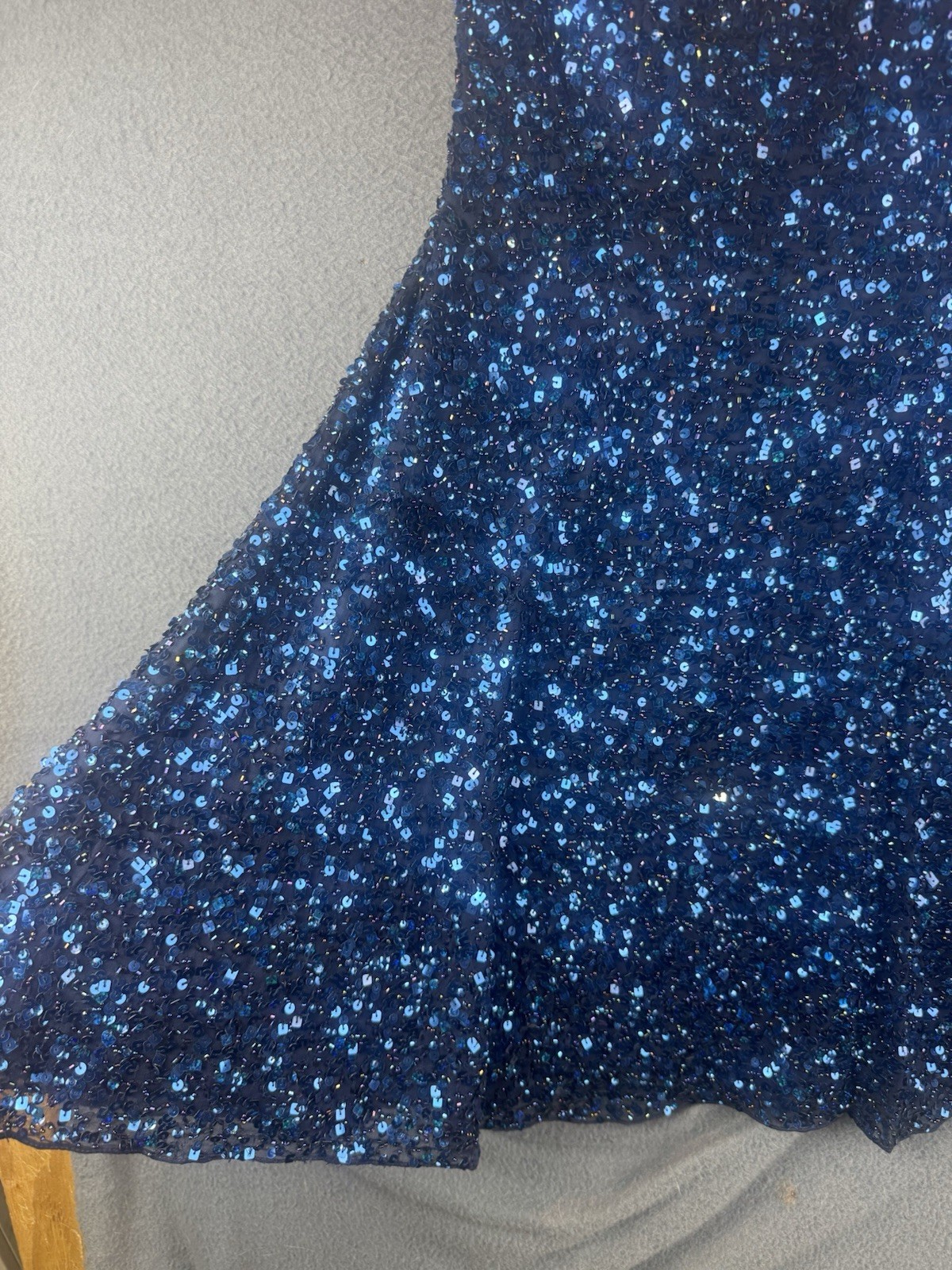 Scala Mini Dress Sequin Vintage Womens Size4 Blue Beaded Lined Pure Silk