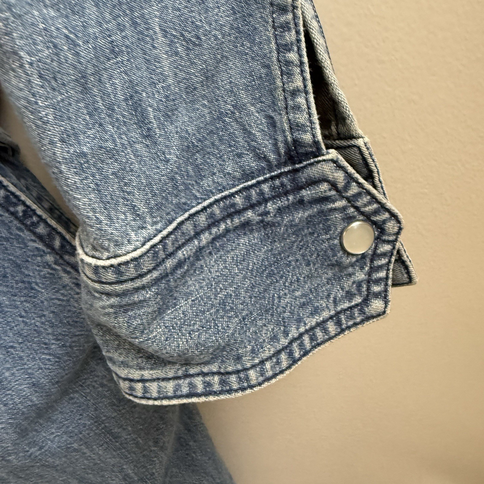 Rag & Bone Chest Pocket Blue Jean Denim Shirtdress Size Medium Pearl Snap