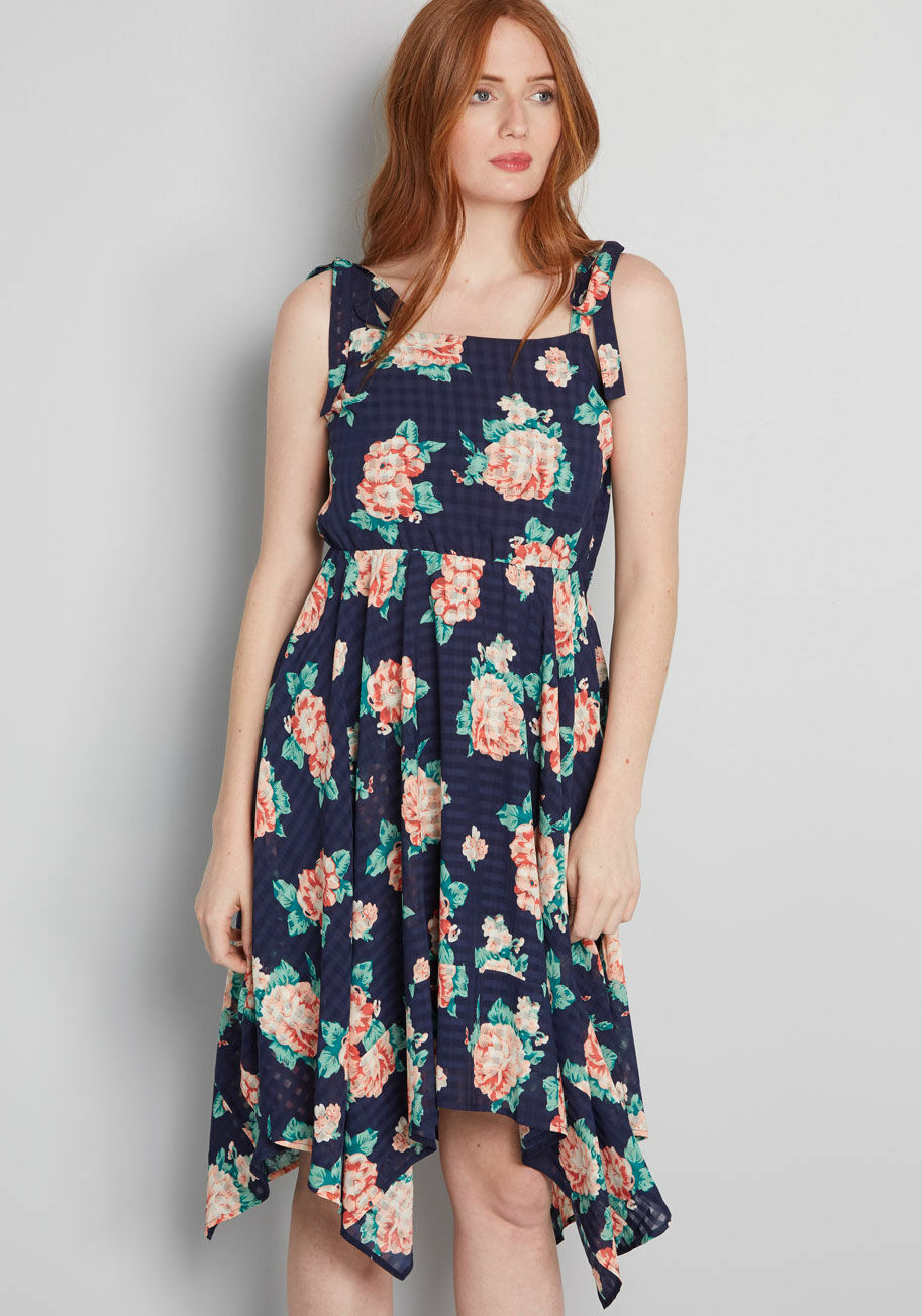 ModCloth NWT Women’s “Creative Energy” Floral Sundress – Navy – Size Medium