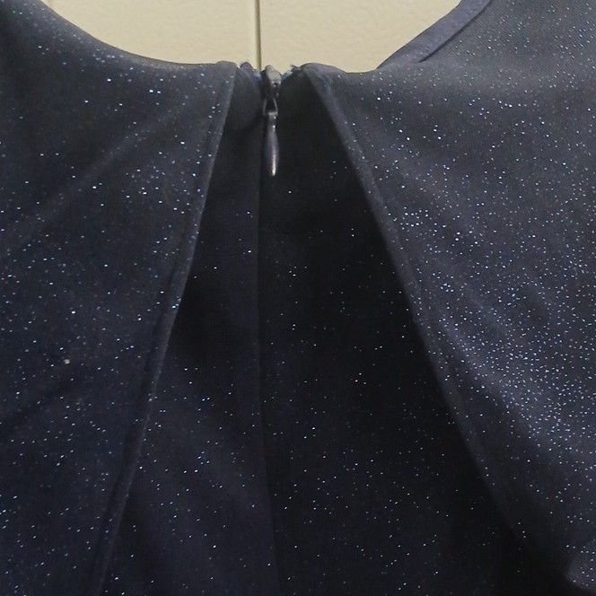 Navy Blue Sparkle Shawl Wrap Sleevless Built In Slip Cocktail Or Evening Dress
