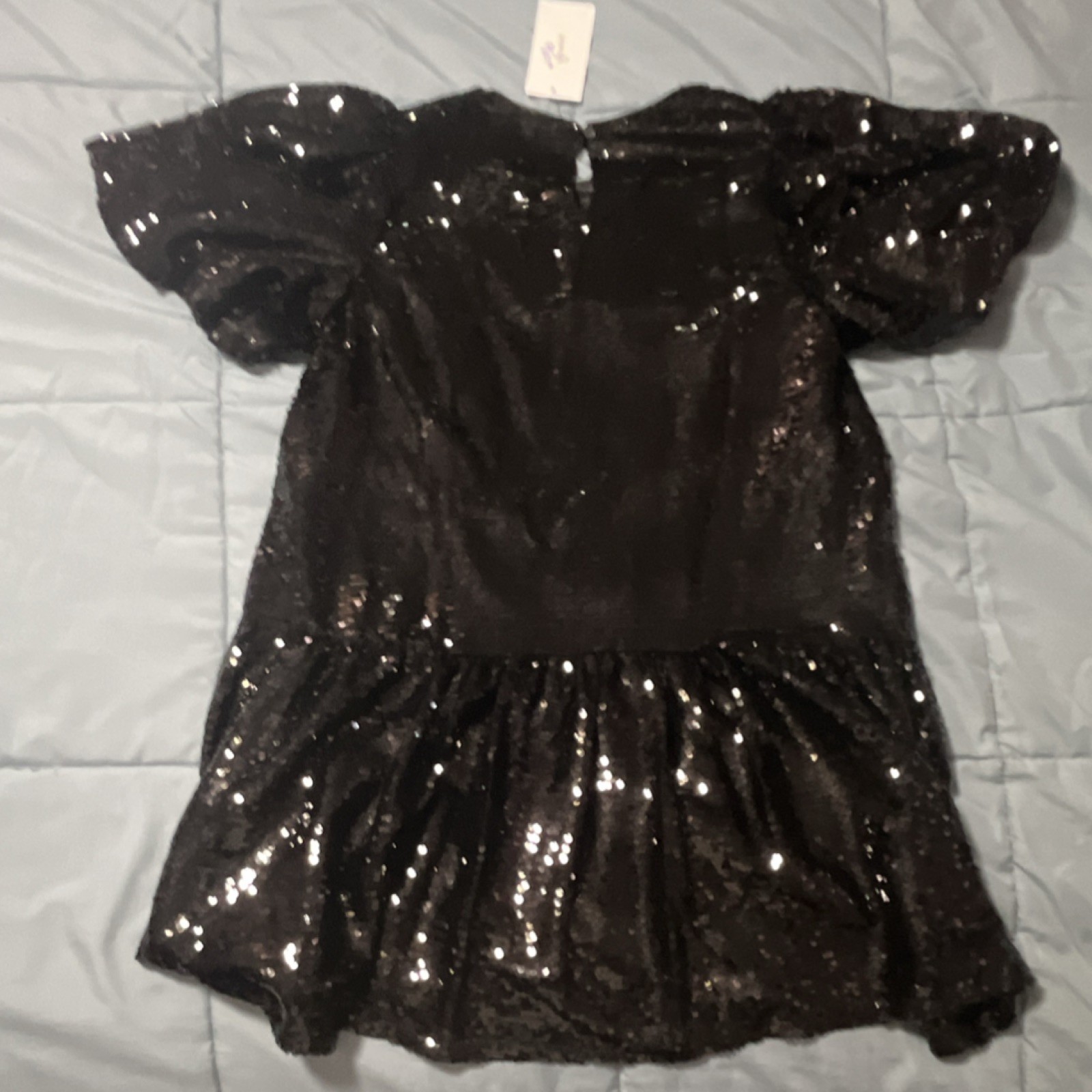 **NWT** Peach Love California Black Sequin Queen of Mardi Mini Dress Short S