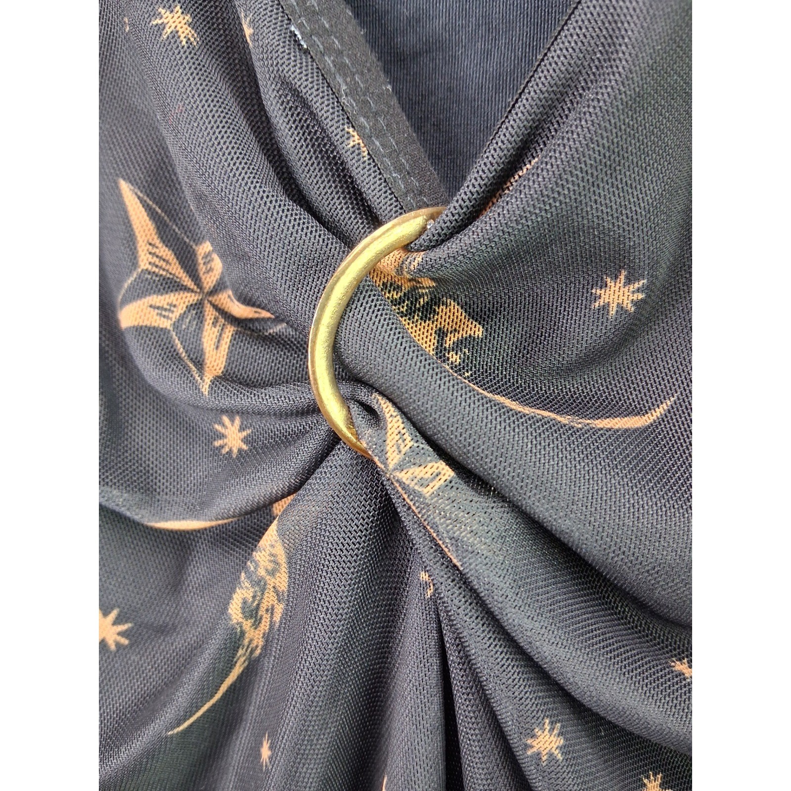 Horoscopez Dolls Kill Celestial Mesh Mini Dress 2X Black Gold Sun Moon Stars