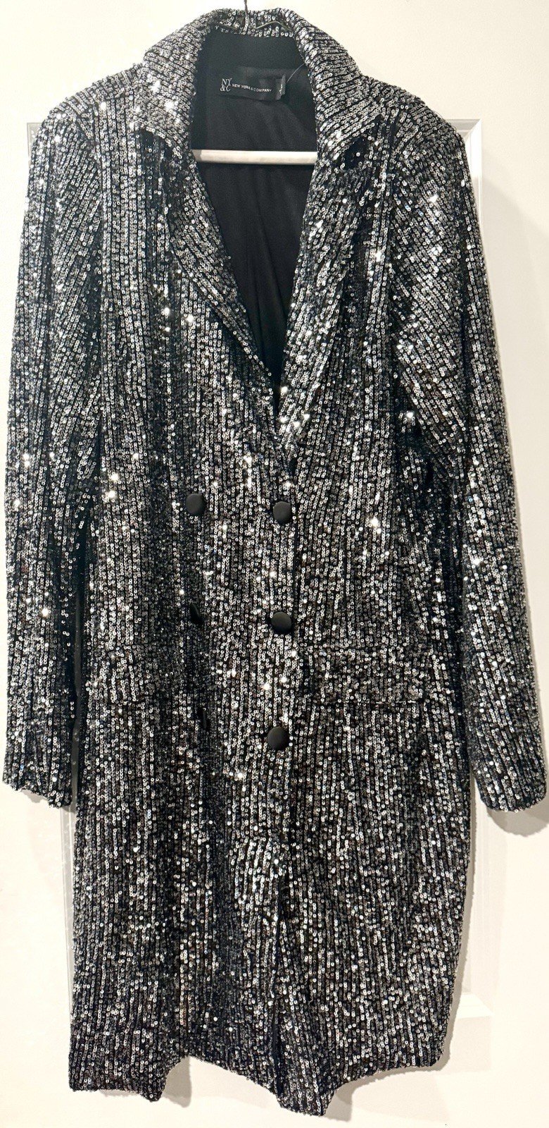 New York And Company, Sequence, Silver, And Black Blazer Dress, Size Extra Large