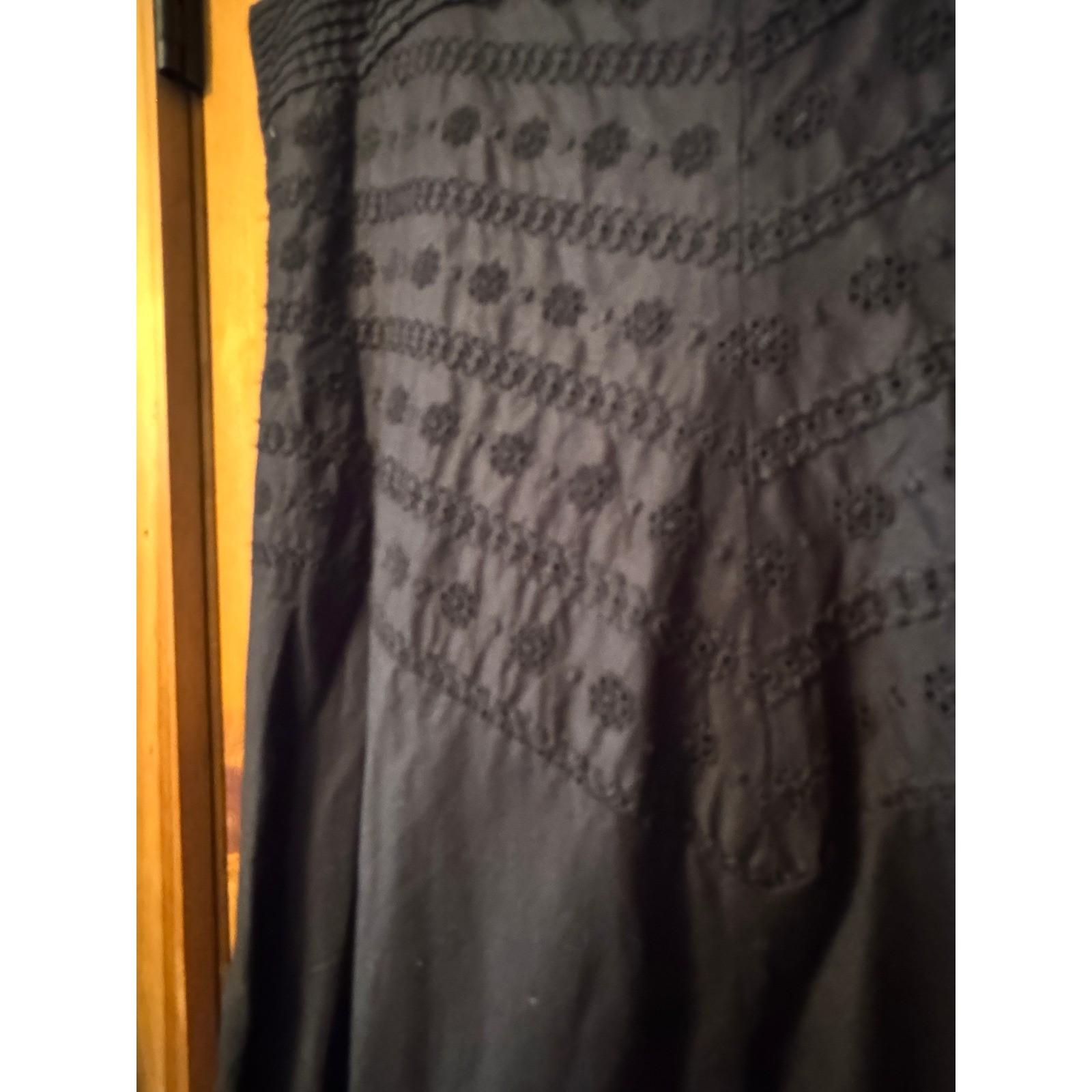 J.Crew Black Eyelet Cotton Spaghetti Strap Sun Dress Size 12 Style 64184 SU 04