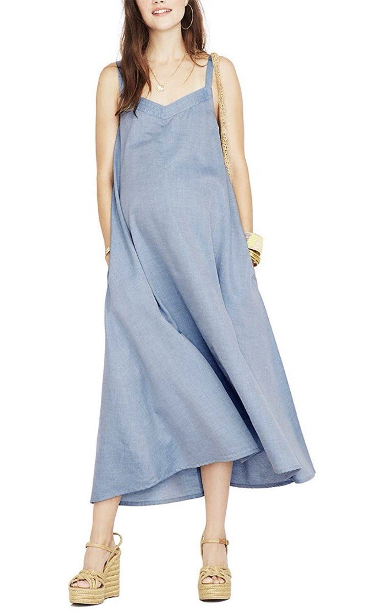 Hatch Maternity Women’s THE JULIENNE DRESS Chambray Size 1 (S/4-6) $298 NEW