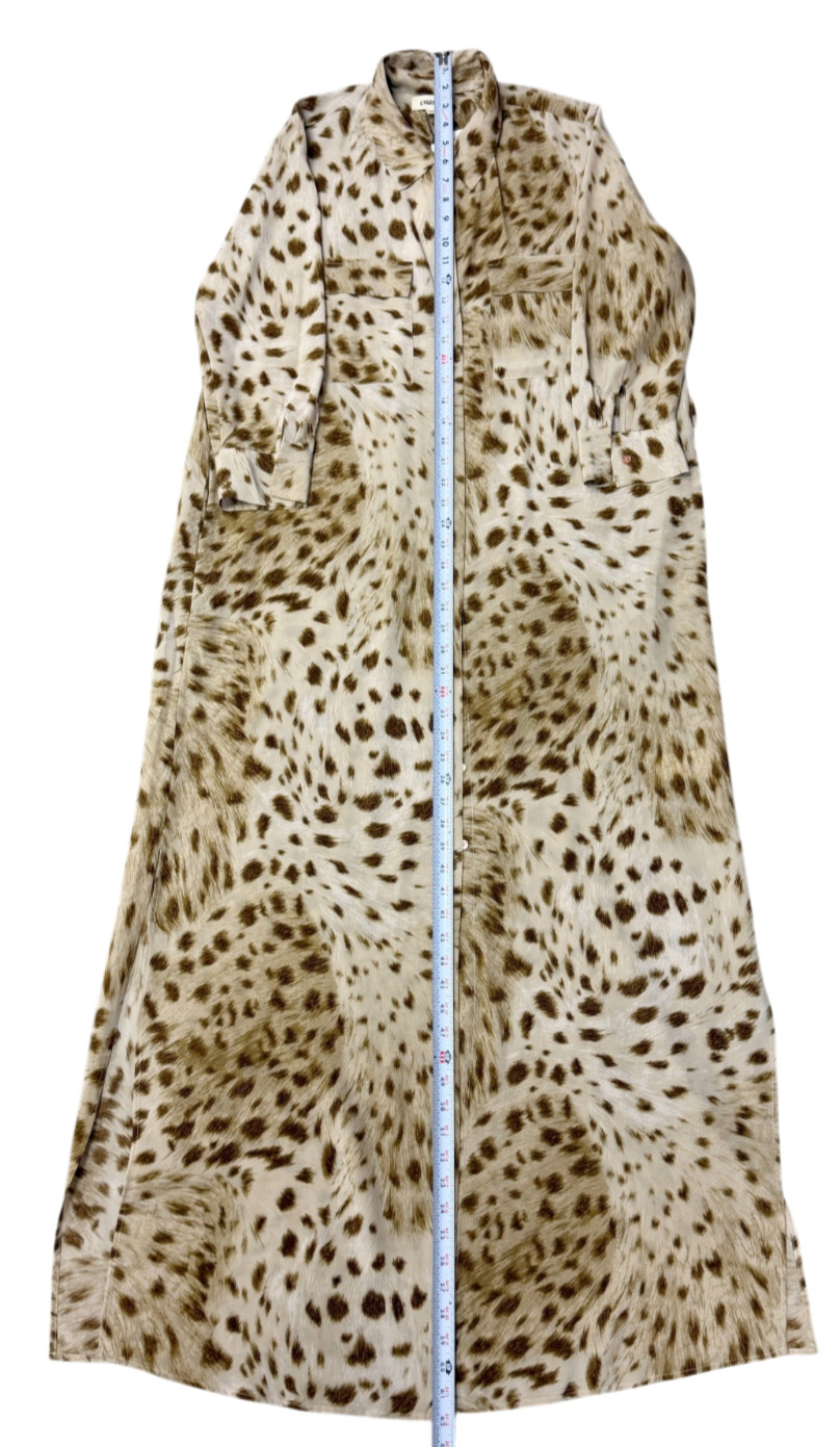 NWT L’AGENCE Cameron Silk Collar Dress Cacao Leopard Rope Belt Sleeves L Large