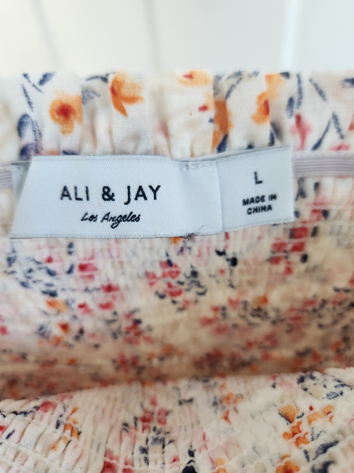 Ali & Jay Eastside Luv floral sundress smocked bodice ruffle tiered skirt Size L