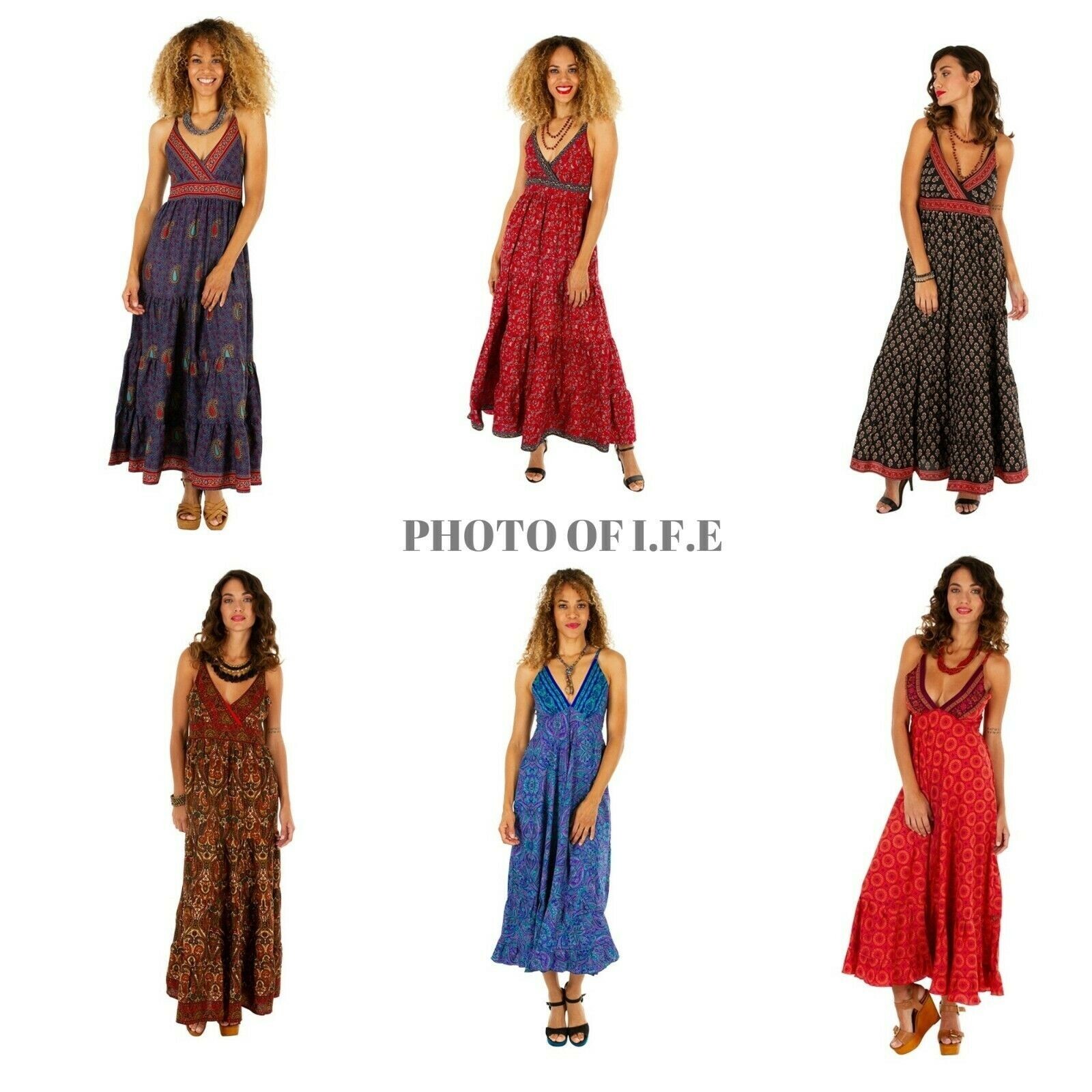 Handmade Ladies Casul Evening Summer 5 PC lot Dress indian Sari Silk Long Dress