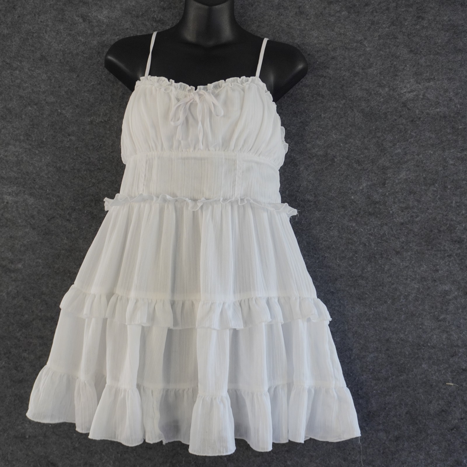 Wild Fable White Tiered Ruffle Mini Sundress M Medium Recycled Polyester Smocked