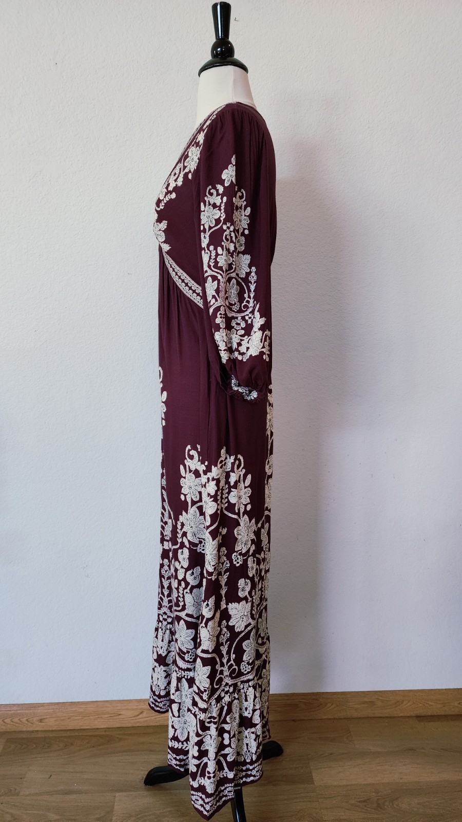 New Anthro Maxi Dress Size Small Medium Floral Print Pockets Peasant Boho Chic