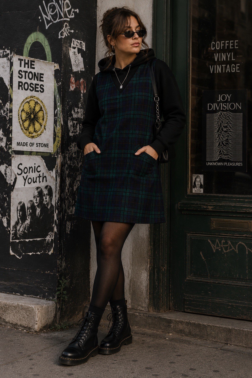 New VTG Sag Harbor Womans Sz 12 Dress Plaid Button Pockets Lined Wool Blend NWT
