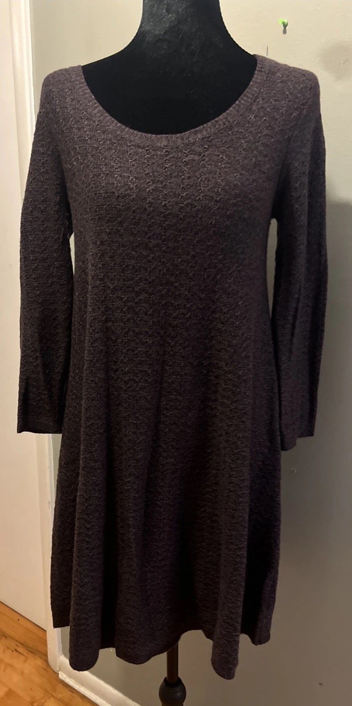 American Eagle Knit A-line Swing Dress Space Dye Heathered Goblincore Lagenlook