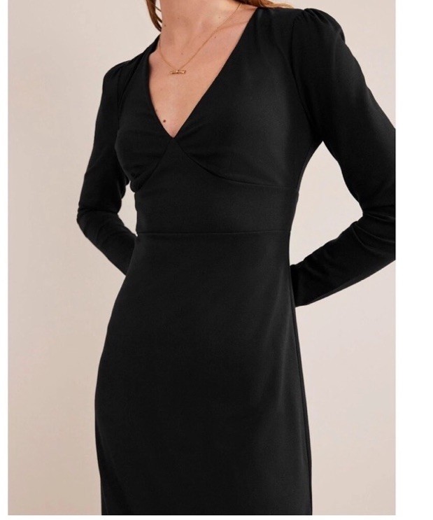 Boden V-neck Long Sleeve Classic Column Jersey Knit Midi Dress Size 4