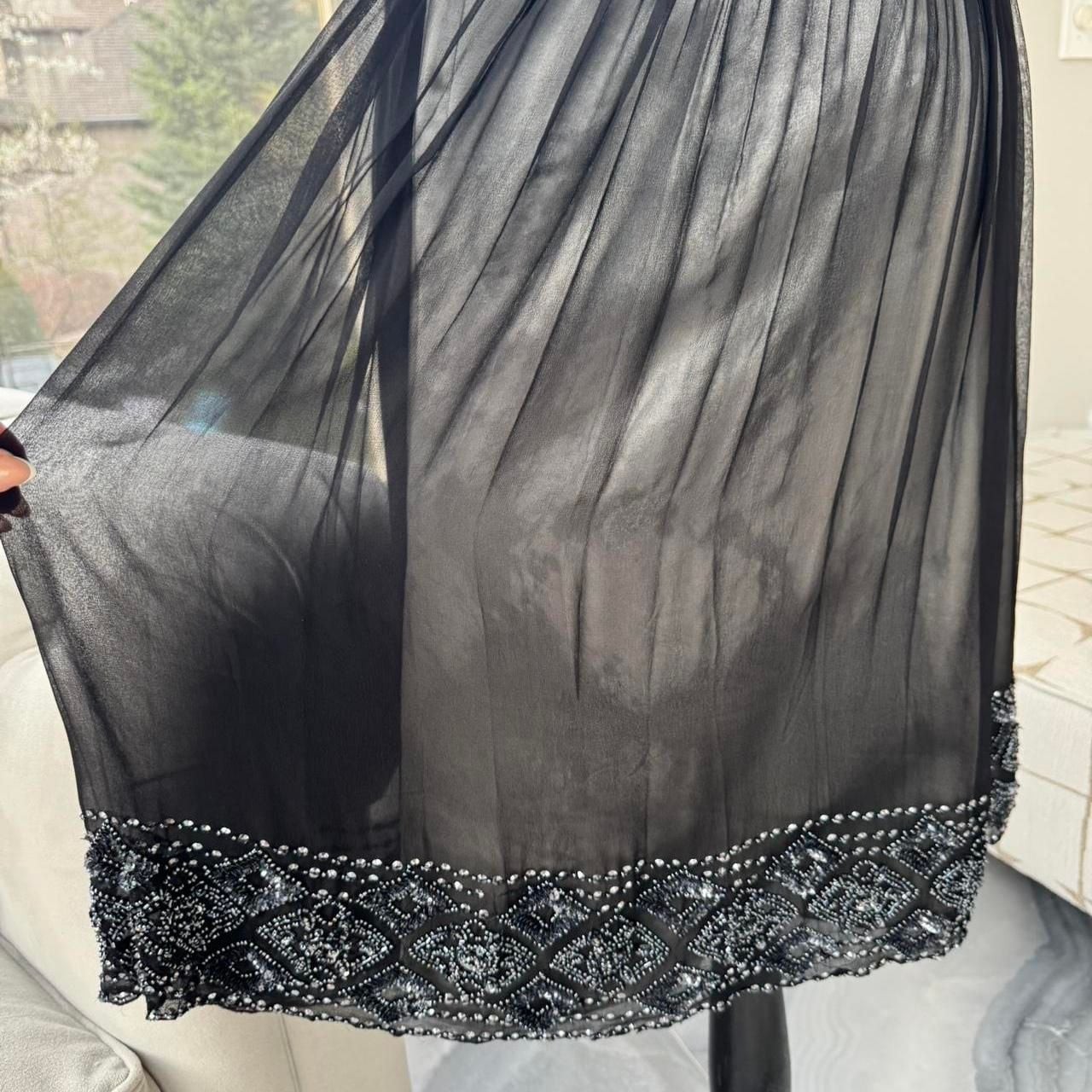 Adrianna Papell Evening 100% Silk Beaded Dress