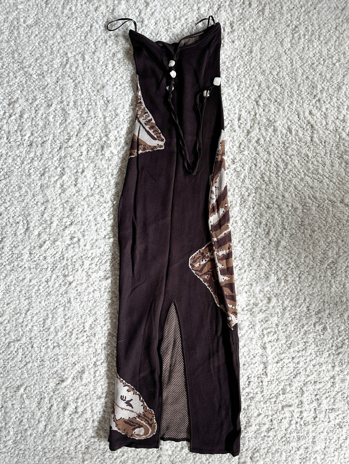 Torn by Ronny Kobo Lola Midi Dress Chocolate Brown Shell Size XS Halter